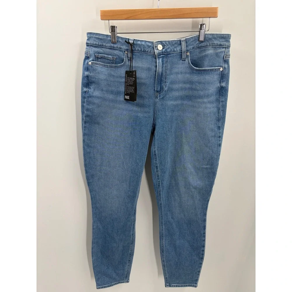 Paige Verdugo Ankle Mid Rise Ultra Skinny Jeans Blue Transcend Vintage Size 34